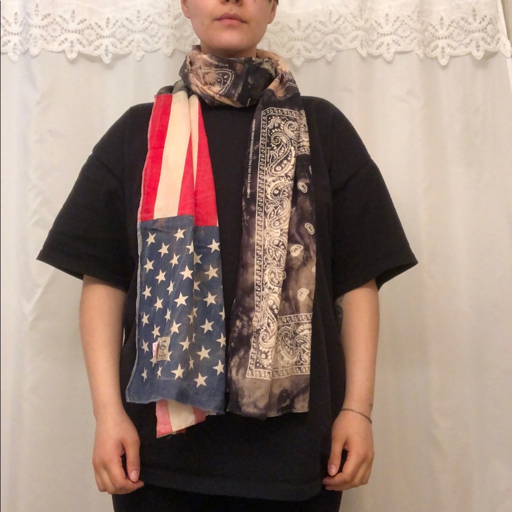 American Flag Acid Wash Bandana Long Scarf